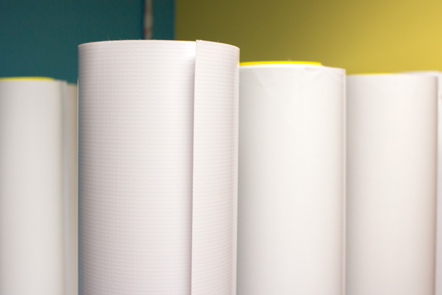 Various types of printable vinyl on rolls