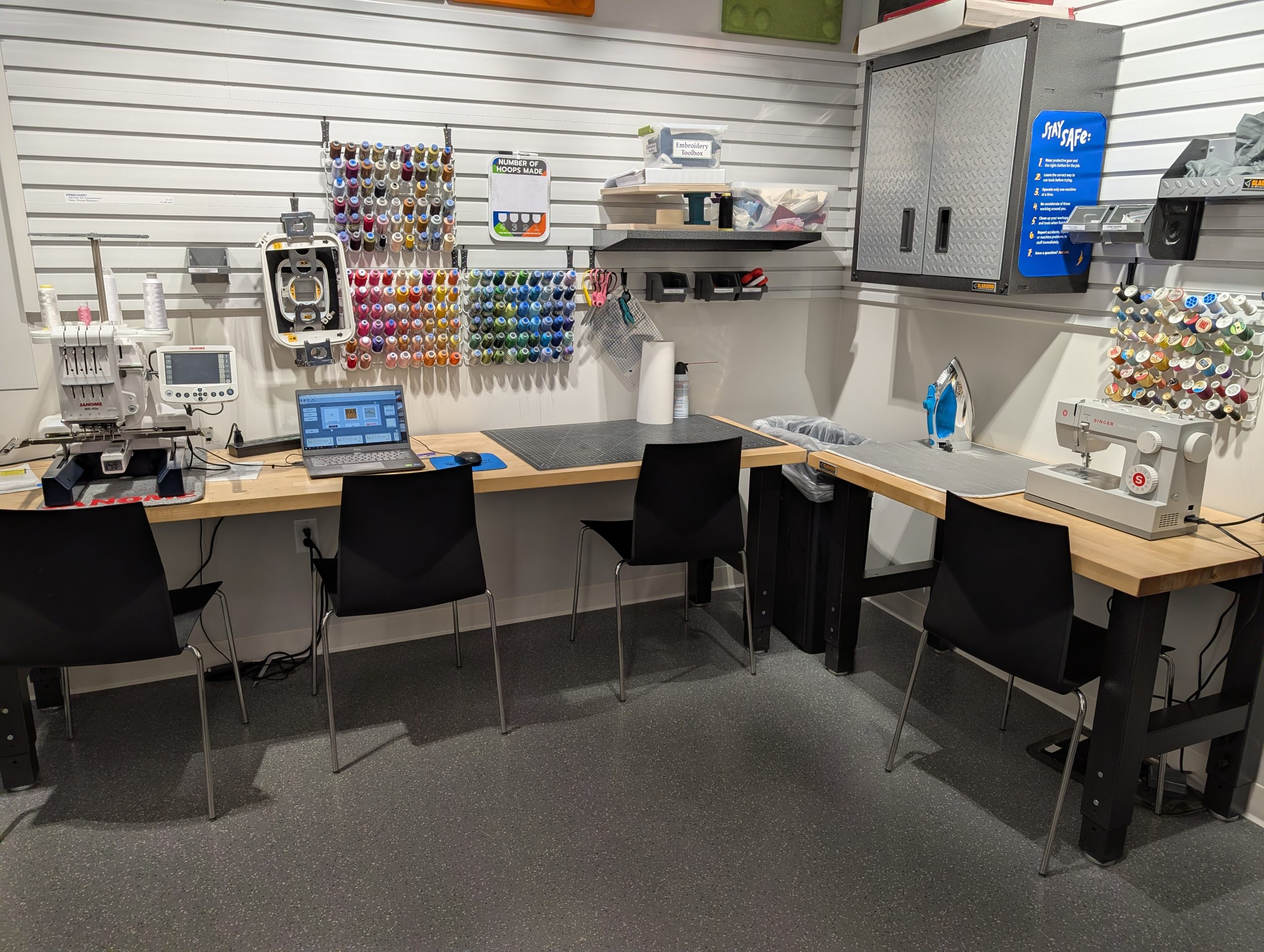 Sewing and embroidery area