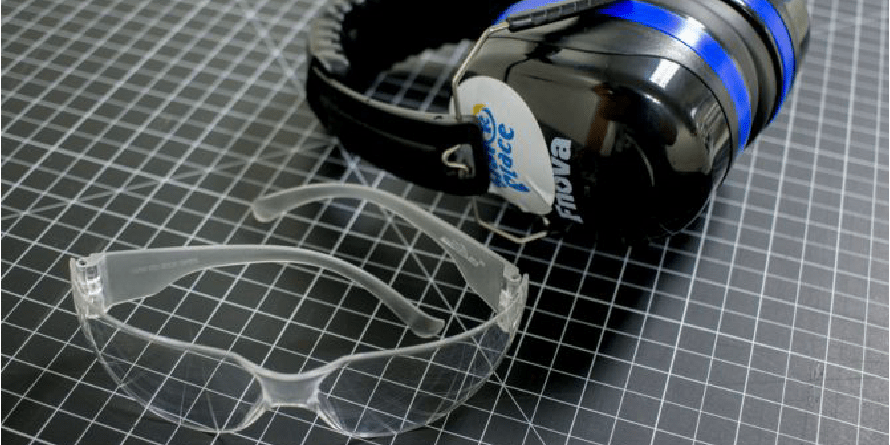 saftey glasses and headphones
