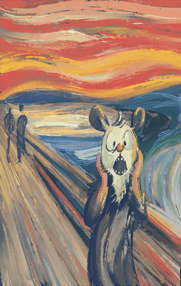 Dak the Possum in the style of the Scream by Edvard Munch